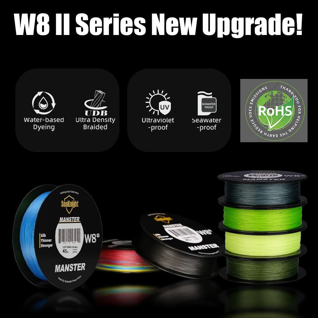SeaKnight Brand W8 II Series Fishing Line 8 Strands 500m 300m anti-UV anti-saltwater Coating, Multifilament PE Line Braided Wire - الصورة 3