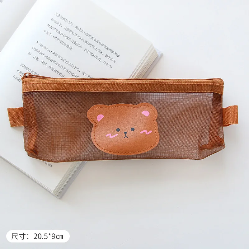 Cute Carton Bear Pencil Case Pencil Bag Office Pen Pouch Student Stationery Box School Supplies Women Girls Cosmetic Storage Bag - الصورة 5