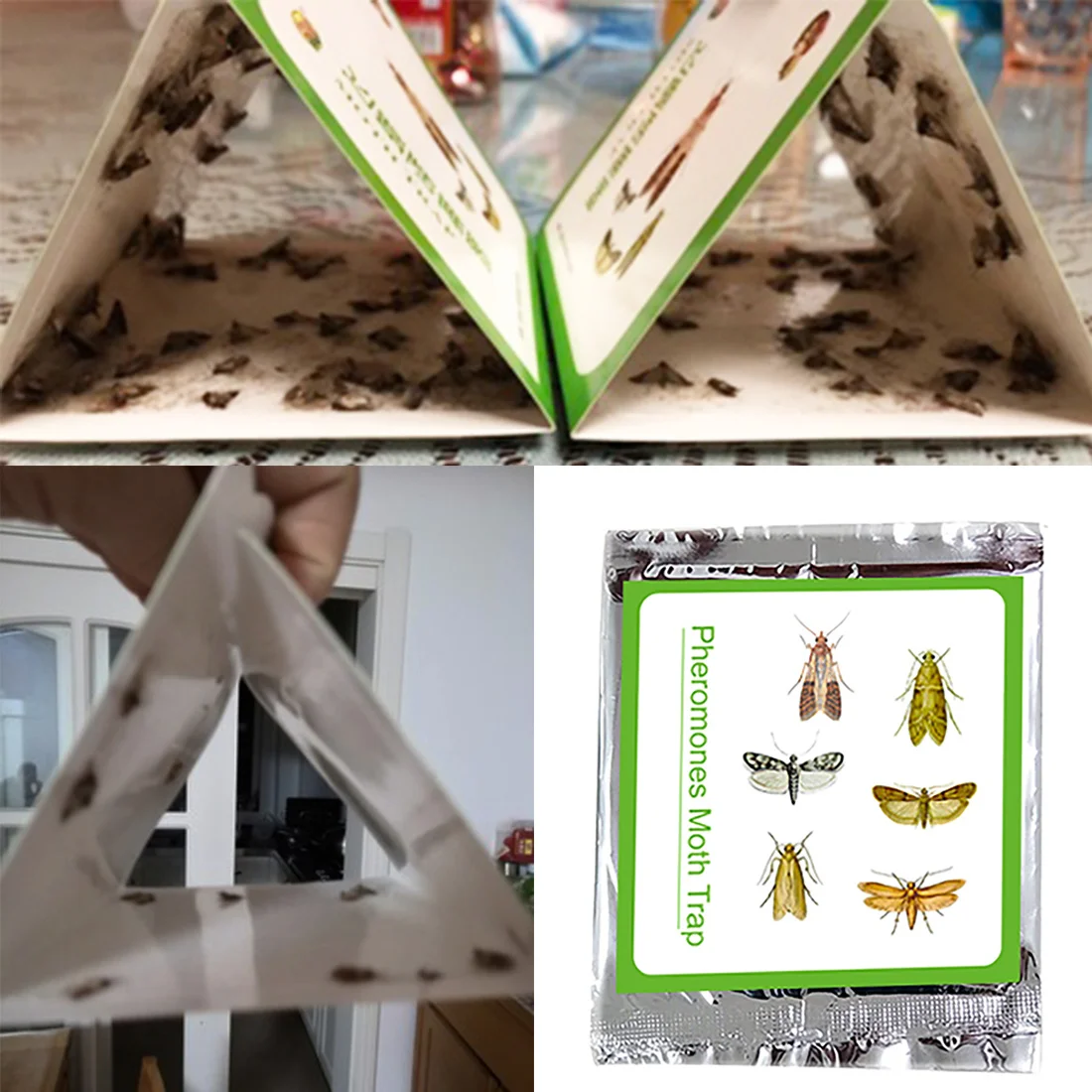 6/12/50PCS Clothes Pantry Food Pheromone Killer Paste Sticky Glue Trap Pest Reject Fly Moth Family Factory Restaurant - الصورة 2