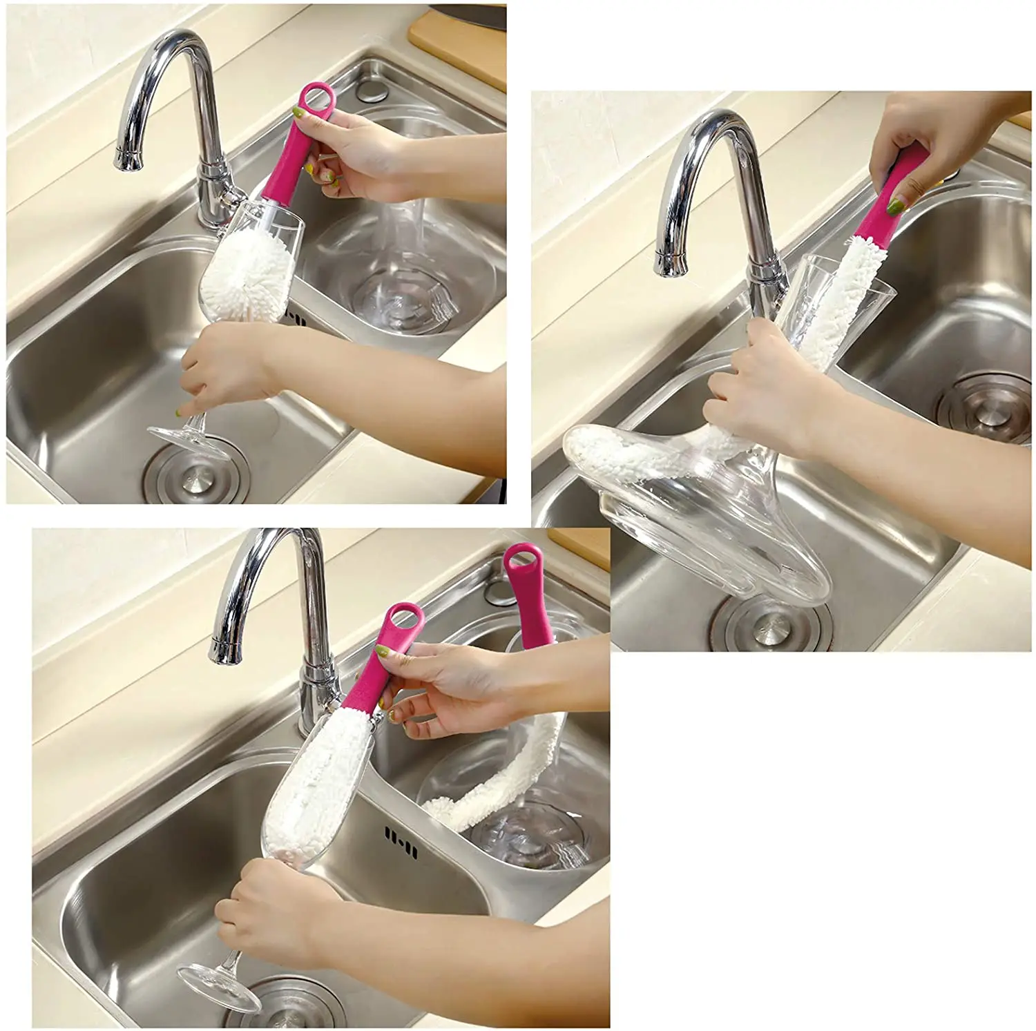 GOUGU Soft Foam Wine Bottle Brush Decanter Stemware Glasses Dust Cleaning Brush Flexible Win Bar Set Cleaner - الصورة 6