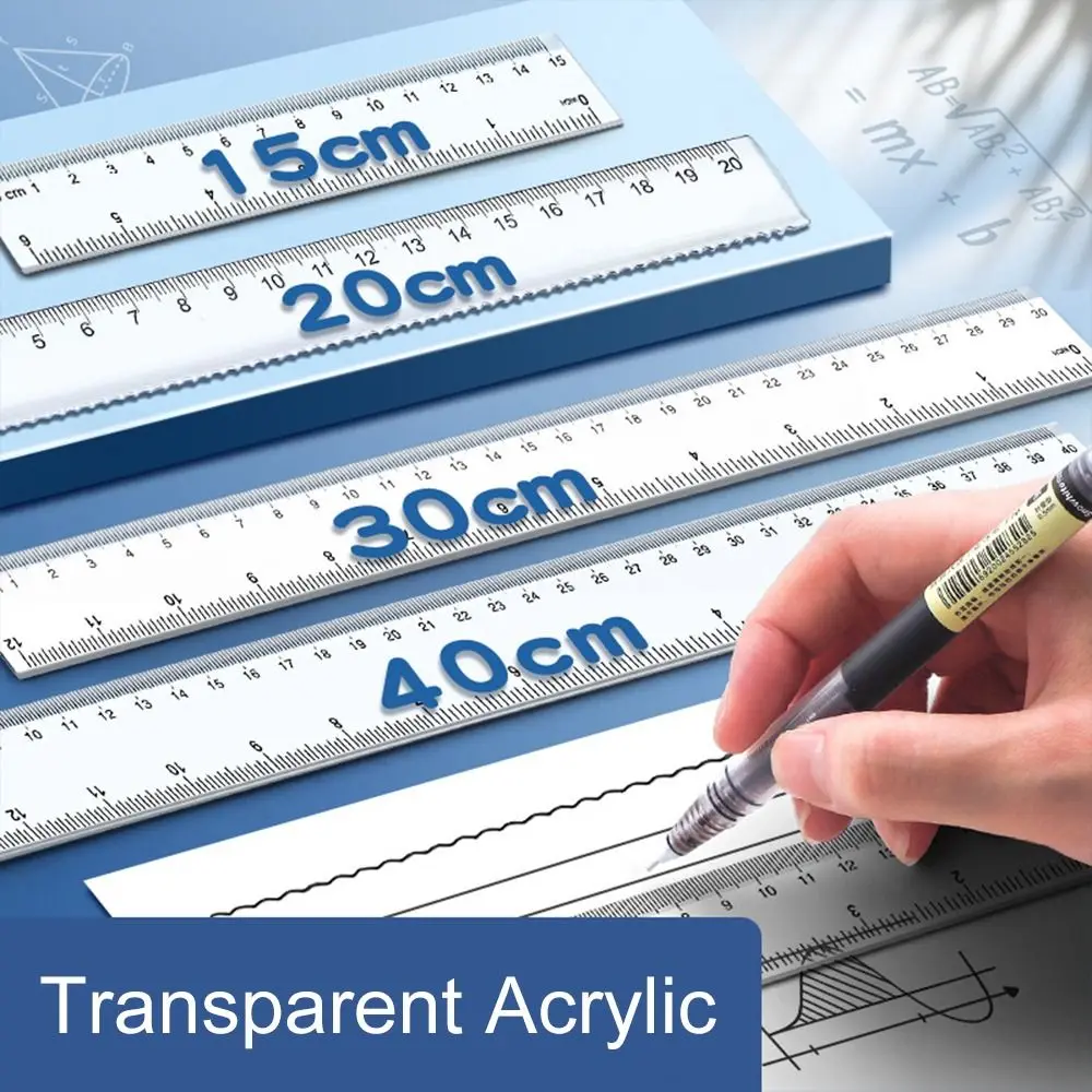 Desk Accessories 15cm 20cm 30cm 40cm Straight Ruler Multifunction Transparent Measuring Ruler Plastic Drawing Ruler Math - الصورة 4