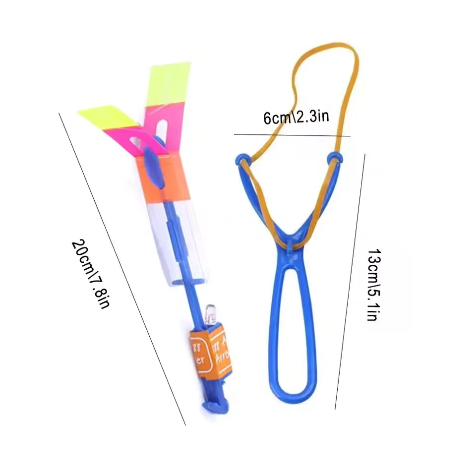 5/10Pc LED Flying Arrow Rocket Toys - Rubber Band Catapult Helicopter Light Party Fun Best Gifts For Kids Outdoor Play - الصورة 5