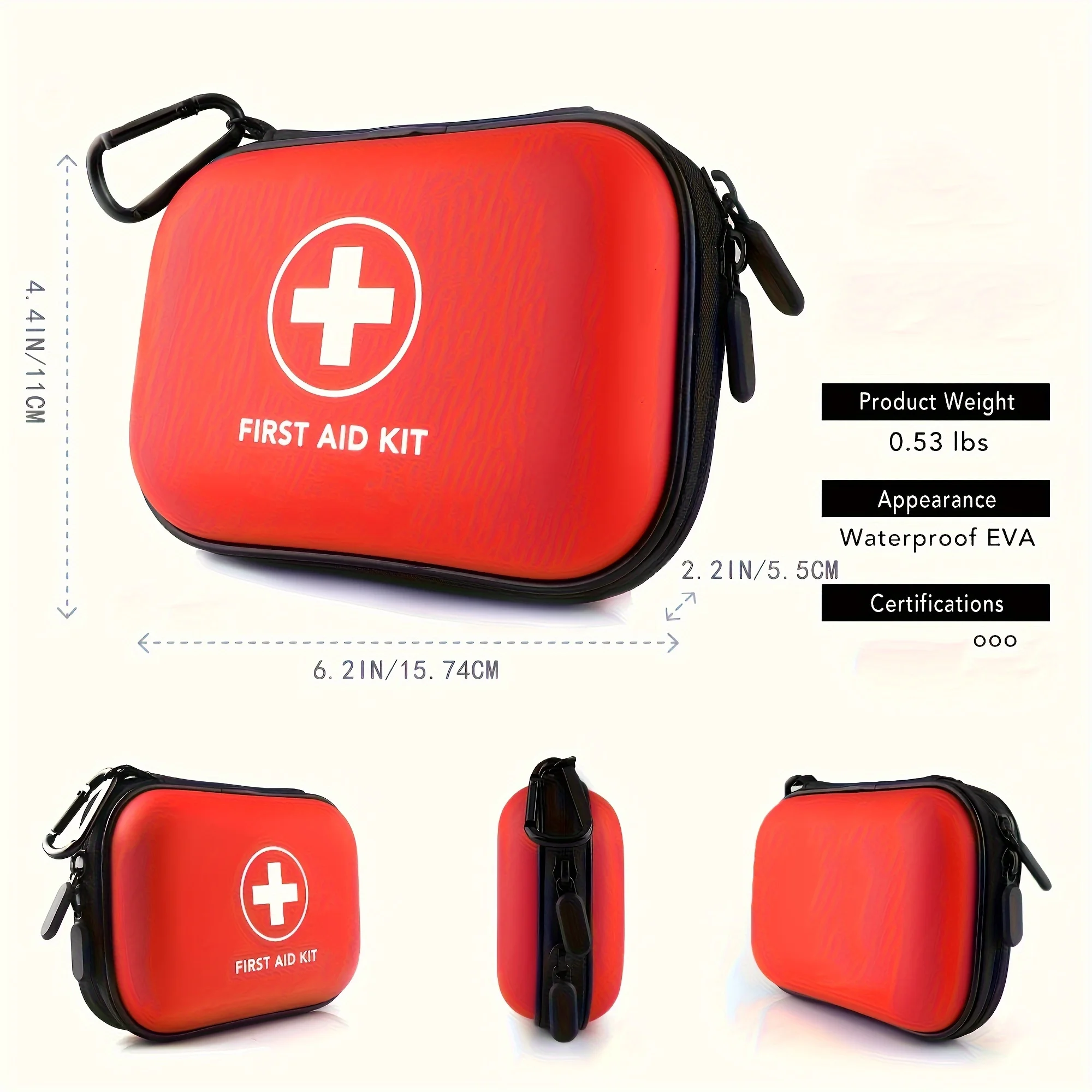 First Aid Kit Complete, 104Pcs Water-Resistant Hard Shell Small Case. Perfect For Travel, Outdoor, Home, Office,Camping, Hiking - Image 3