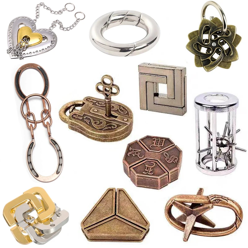 Metal Puzzle Brain Teaser IQ Test Toys Adults Children Educational Mind Challenge Rompecabezas Metalico Juegos De Ingenio