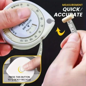 1 x 59.06"/59" BMI Body Measuring Tape, Plastic Retractable Ruler with Metric Scale and Teardrop-Shaped Case – Ideal for Fashion