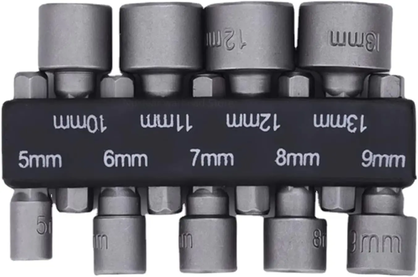 9pcs/set 5mm-13mm Hex Sockets Sleeve Nozzles Nut Driver Set Screwdriver Set Schroevendraaier Set Bits Sets Tools Socket Wrenches - الصورة 2