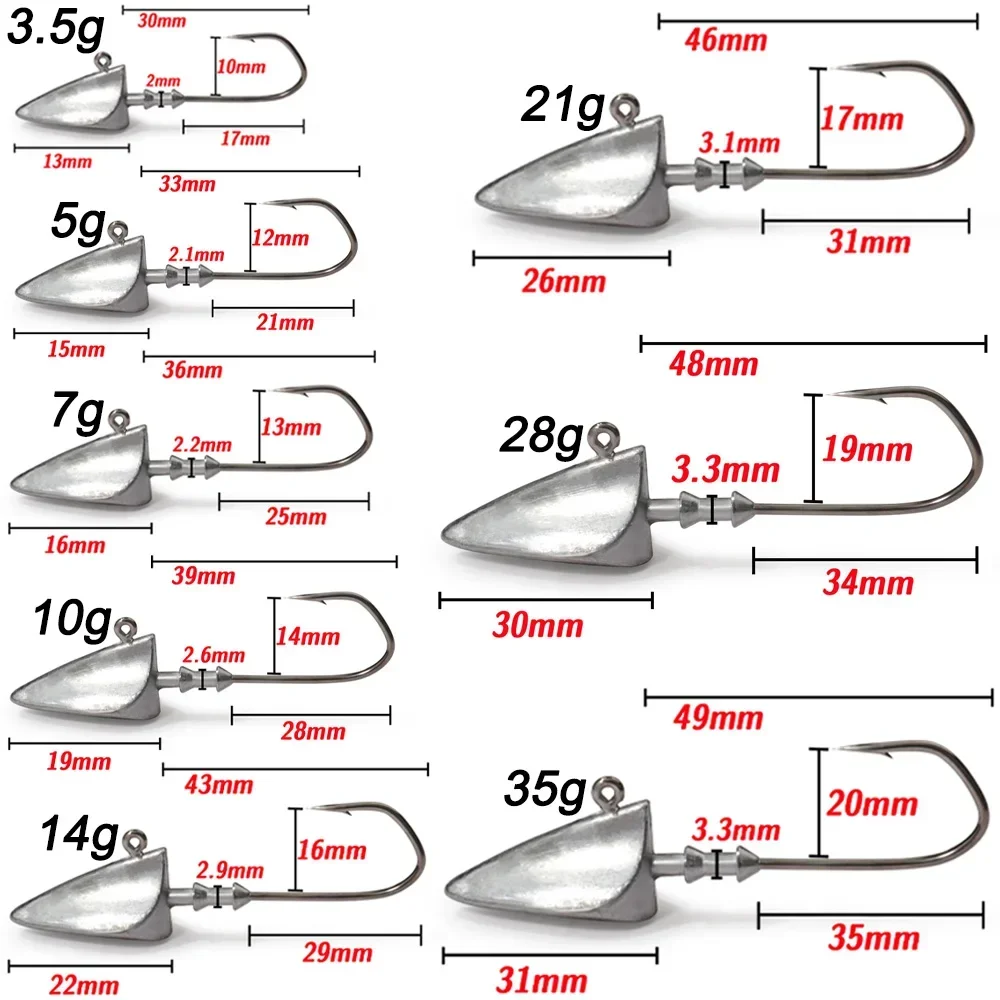 Metal Jig Head Hook 3.5g 10g 21g 35g Weight Crank Shank Sharp Fishhook Gear Sinker Pesca for Soft Lure Texas Rig Fishing Tackle - الصورة 2