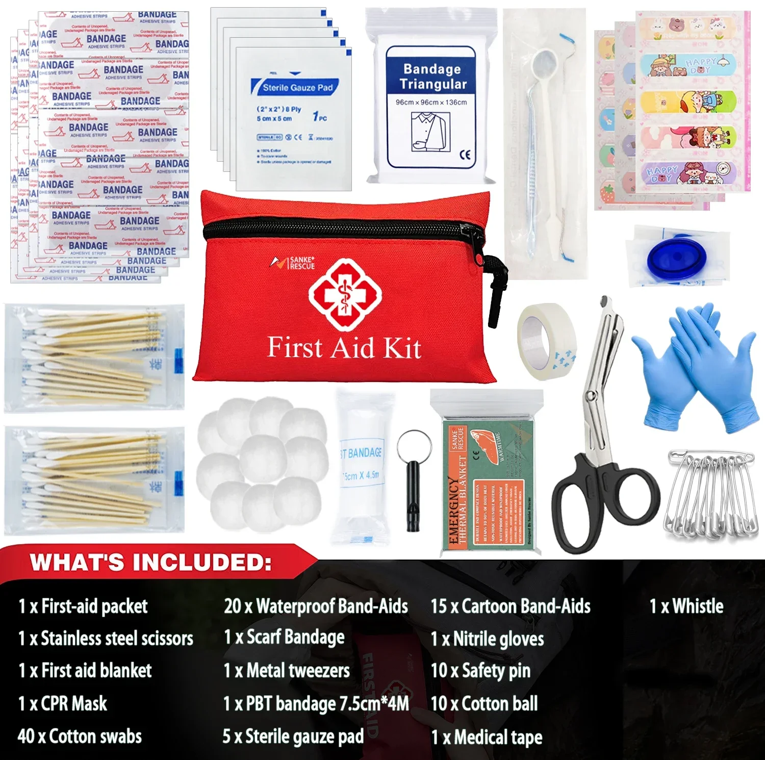 26-330 PCS First Aid Kit with Carrying Pouch, Outdoor First Aid Kit - Essential Emergency Kit for Camping, Hiking and Travell - الصورة 6