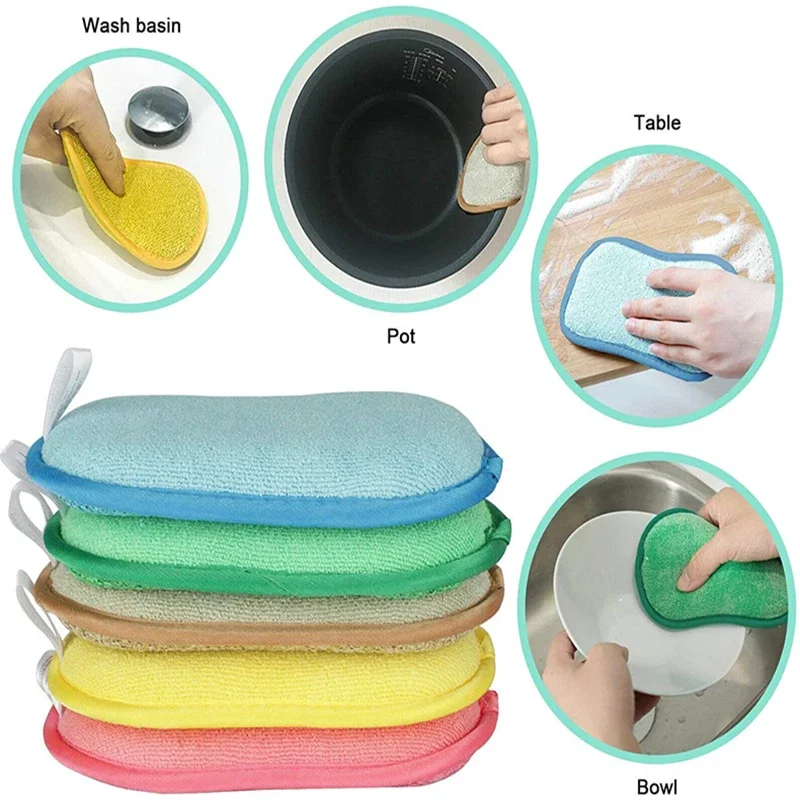 5/10/20/30PCS Dishwashing Sponge Non-Scratch Microfiber Magic Sponge Non Stick Pot Dishcloth Kitchen Gadgets Cleaning Utensils - Image 2