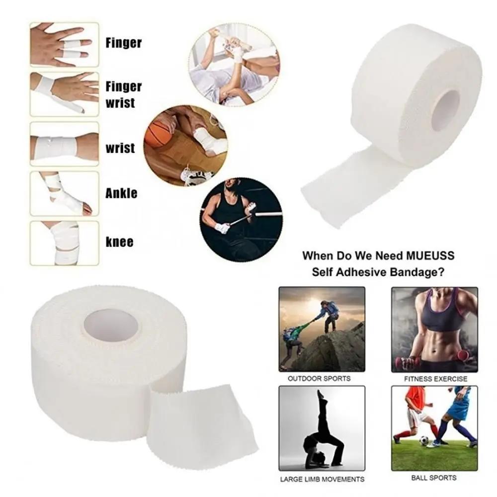 1PC Medical Waterproof Cotton White Premium Adhesive Tape Sport Binding Physio Muscle Elastic Bandage Strain Injury Care Support - الصورة 4