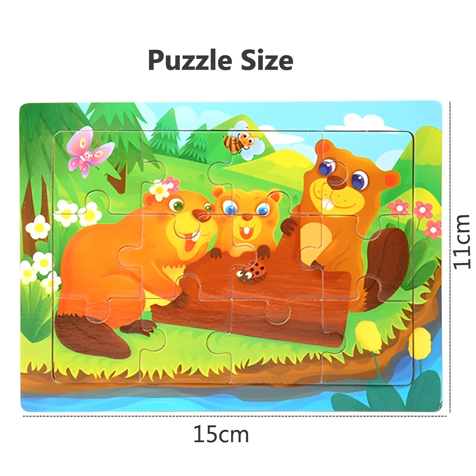 15*11cm Montessori Wooden 3D Puzzle Cartoon Animal Intelligence Jigsaw Game Early Learning Educational Toys For Children - الصورة 6