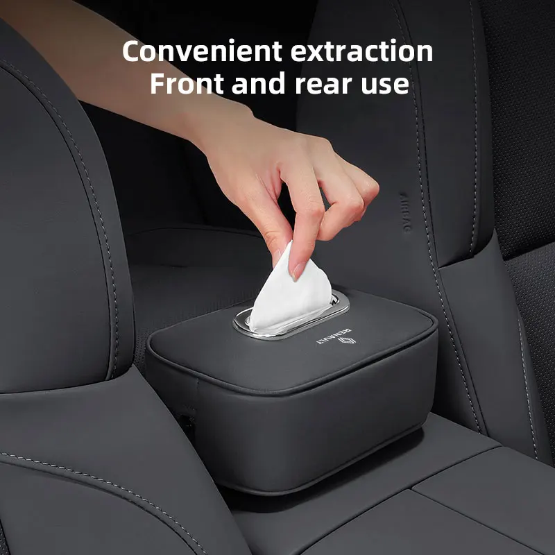 Car Tissue Storage Box Organizer Interior Accesories For Renault Clio Koleos Megane Espace QM6 Kadjar Captur Scenic Duster Twing - الصورة 5