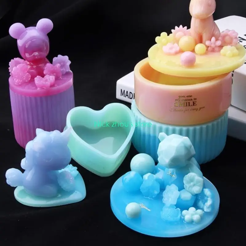E15E Silicone Resin Earrings Mold Flower Pendant Mold for DIY Car Home Decorations - الصورة 5