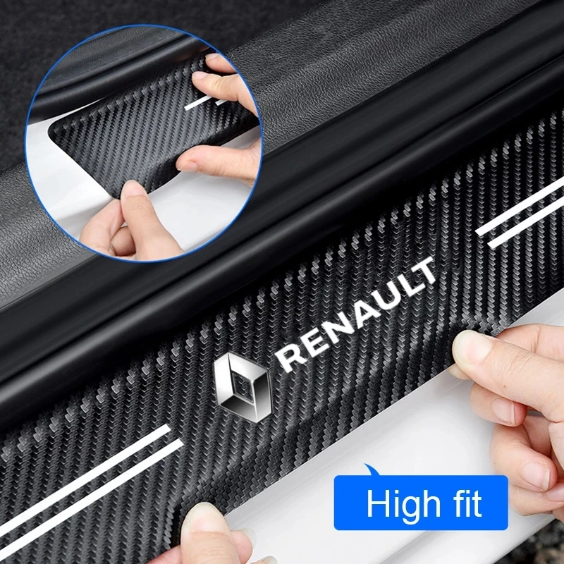 60X7CM Carbon Fiber Car Door Threshold Protective Sticker For Renault Megane 2 3 Clio Scenic Duster Kaptur Captur Logan - الصورة 4