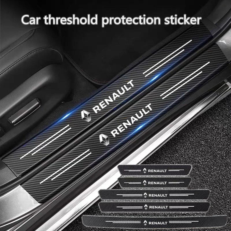 60X7CM Carbon Fiber Car Door Threshold Protective Sticker For Renault Megane 2 3 Clio Scenic Duster Kaptur Captur Logan