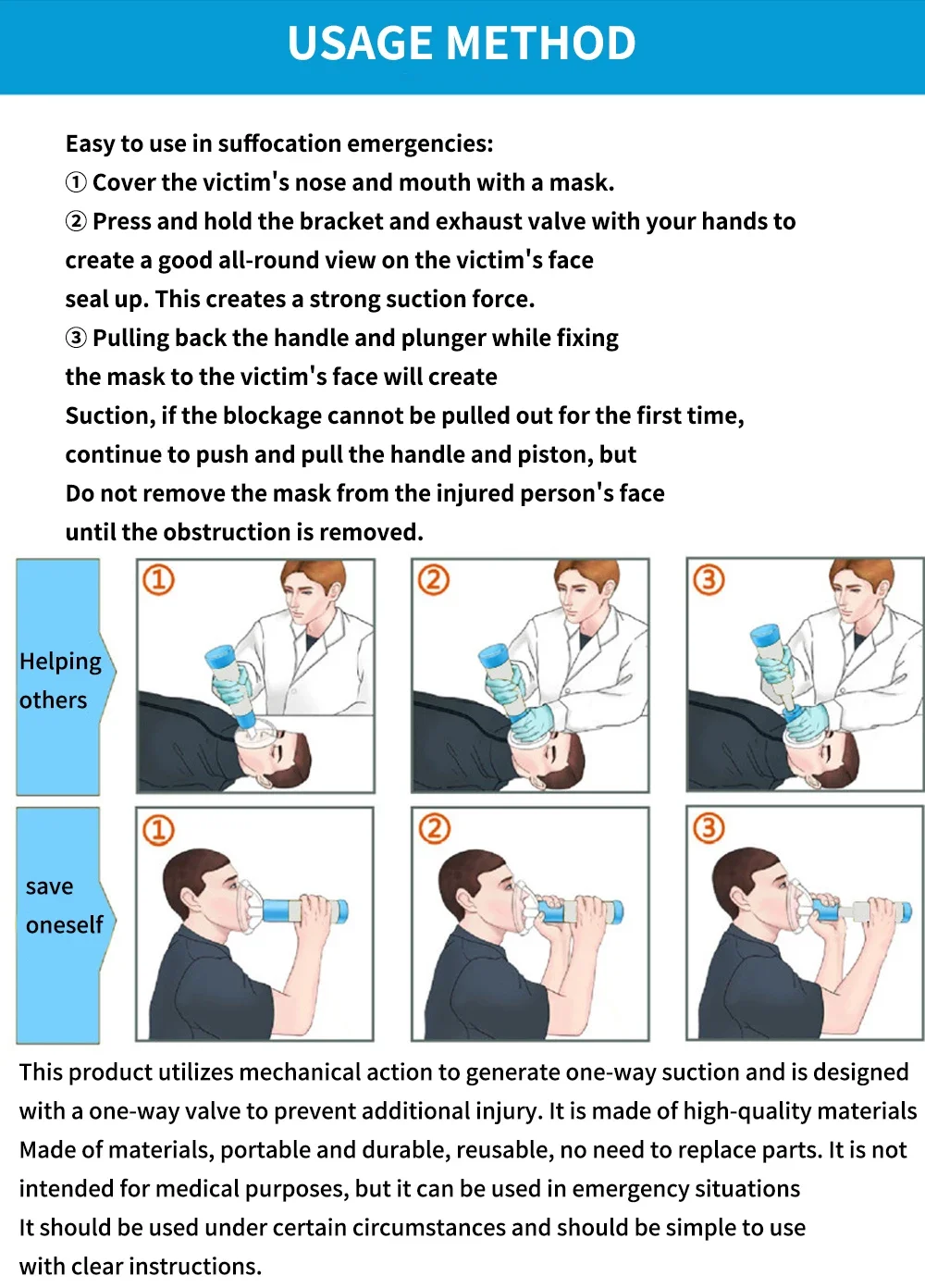 Auto Heimlich First Aid Choking Rescue Device Home CPR Choking Emergency Device Adult Children Asphyxia - الصورة 3