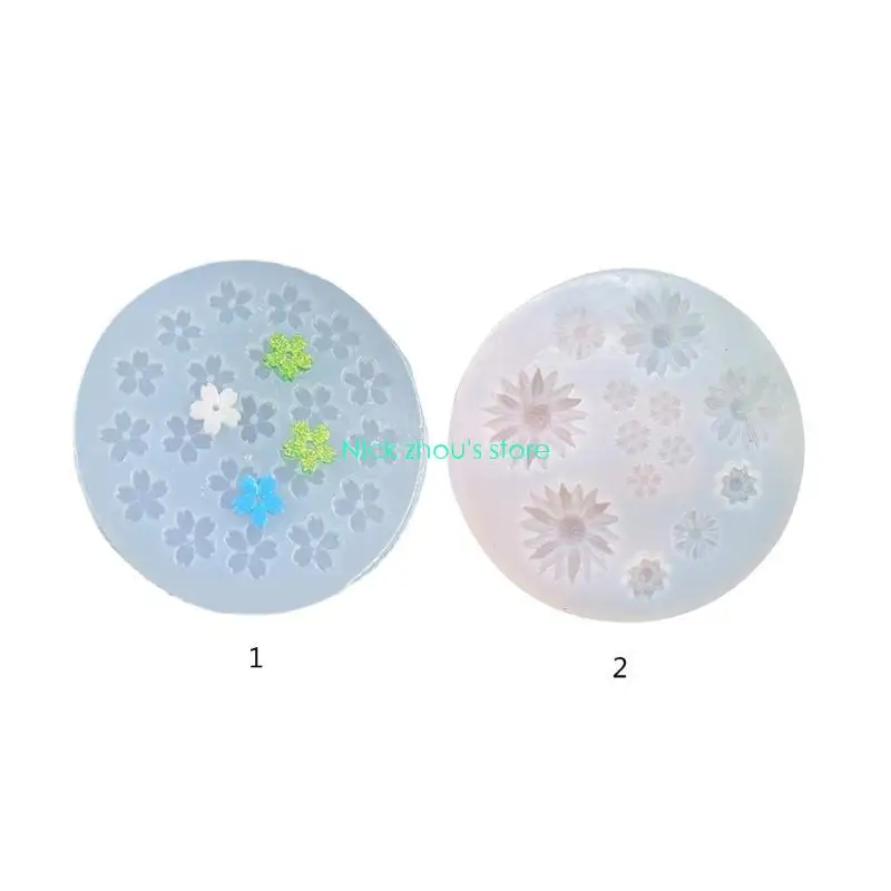 E15E Silicone Resin Earrings Mold Flower Pendant Mold for DIY Car Home Decorations - الصورة 2