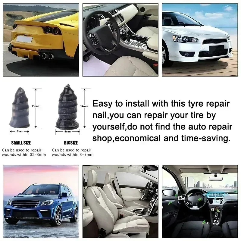 Tubeless Tire Repair Rubber Nail Kit Vacuum Tyre Puncture Screw Plug Emergency Quick Fix Tool For Car Motorcycle Truck Accessory - الصورة 4