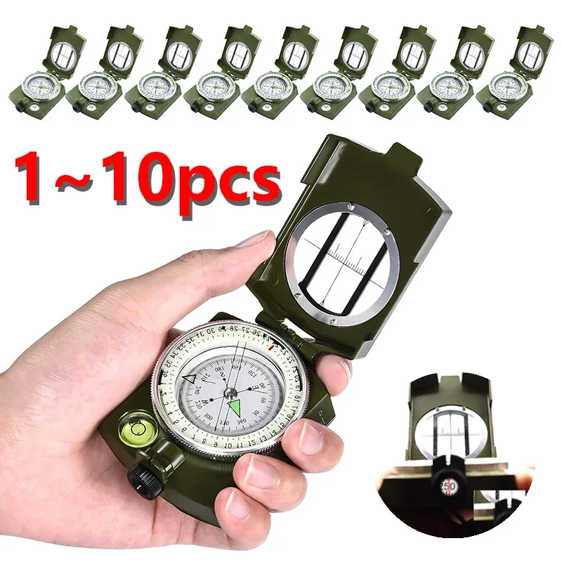 1-10PCS Professional Sighting Compass, High-Precision Waterproof Tool for Survival, Tactical Navigation & Outdoor Exploration