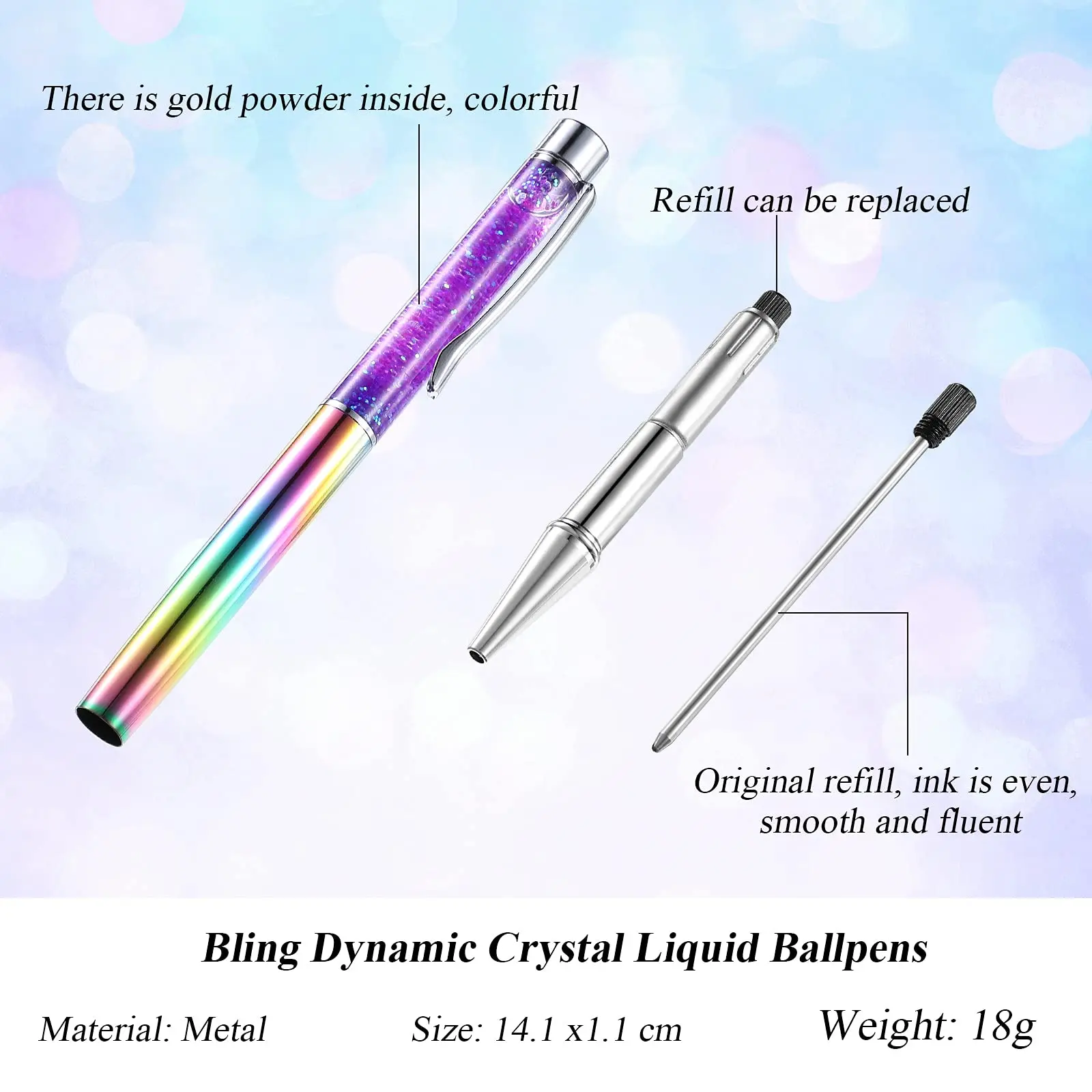 Luxury Colorful Oil Gold Powder Quicksand Ballpoint Pen 1.0mm Metal Rotating Ballpen School Office Writing Supply - Image 5