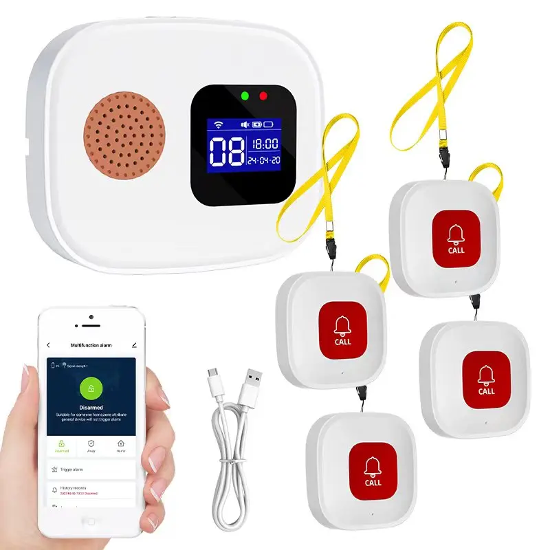 WiFi Emergency Call Button for Seniors Emergency Bracelet Emergency Alert System for Seniors Patients Disabled Elderly Receiver