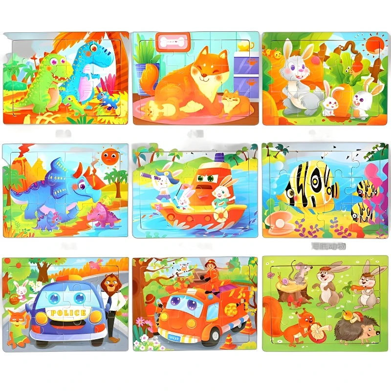 15*11cm Montessori Wooden 3D Puzzle Cartoon Animal Intelligence Jigsaw Game Early Learning Educational Toys For Children - الصورة 4