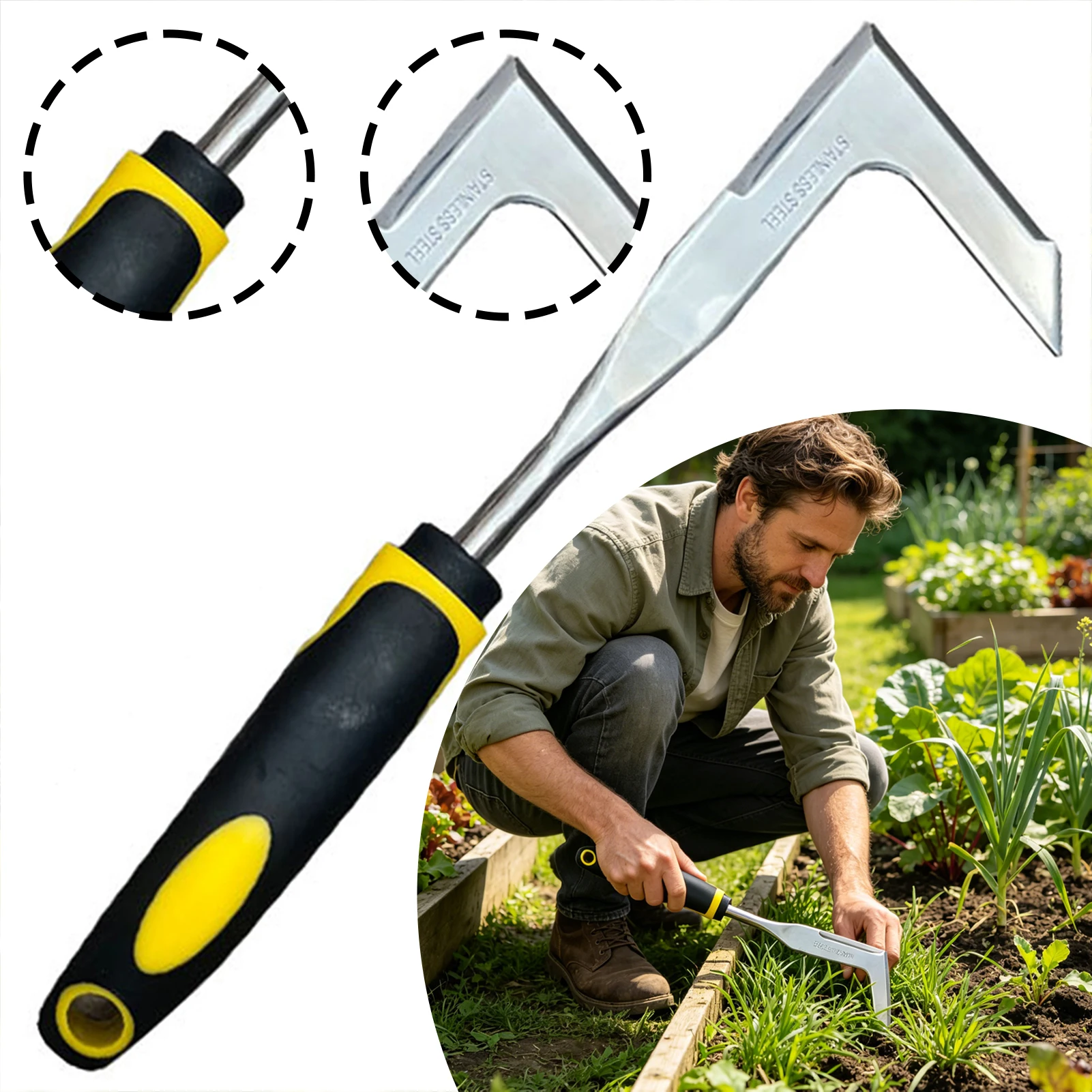 Weeding Tool,Hand Weeder Tool For Garden/Lawn Yard/Crevice,Heavy Duty Garden Rake For Weeds,Effortless Deep Root Removal