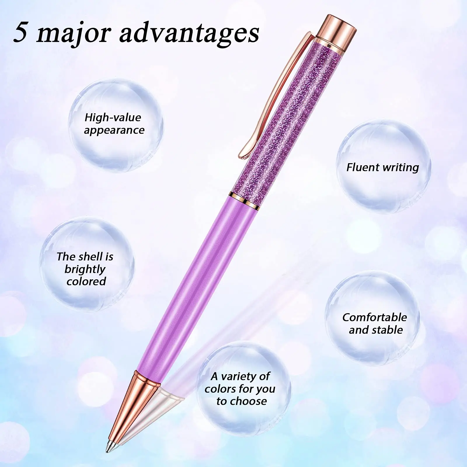 Luxury Colorful Oil Gold Powder Quicksand Ballpoint Pen 1.0mm Metal Rotating Ballpen School Office Writing Supply - Image 3