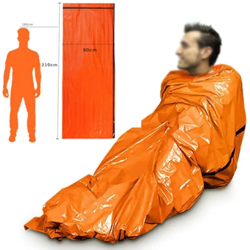 Portable Waterproof Emergency Survival Sleeping Bag Outdoor Edc Camping Gear Thermal Sack First Aid Rescue Kit Mylar Blanket - الصورة 3