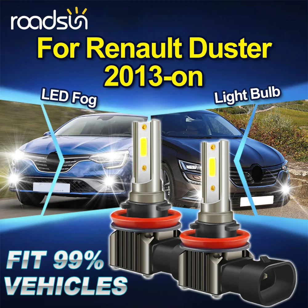 ROADSUN 2PCS Upgrade Canbus Car LED Fog Light Lamp Bulbs Ampoule Ultra Powerful For Renault Duster 2013 2014 2015 2016 2017-on