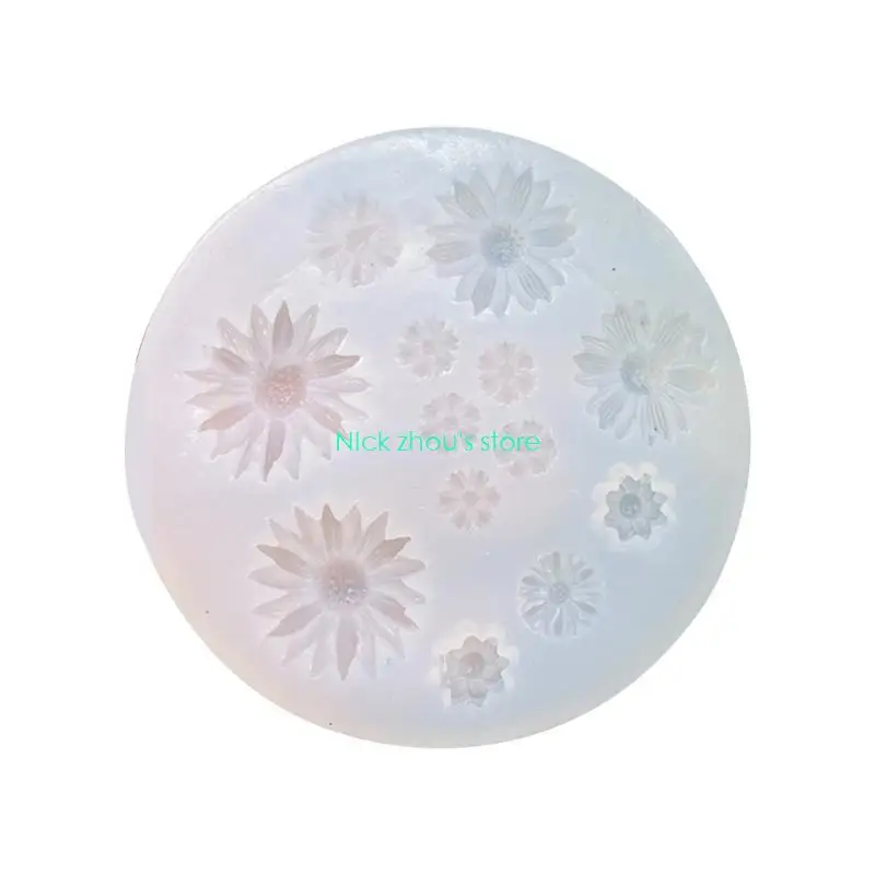 E15E Silicone Resin Earrings Mold Flower Pendant Mold for DIY Car Home Decorations - الصورة 4