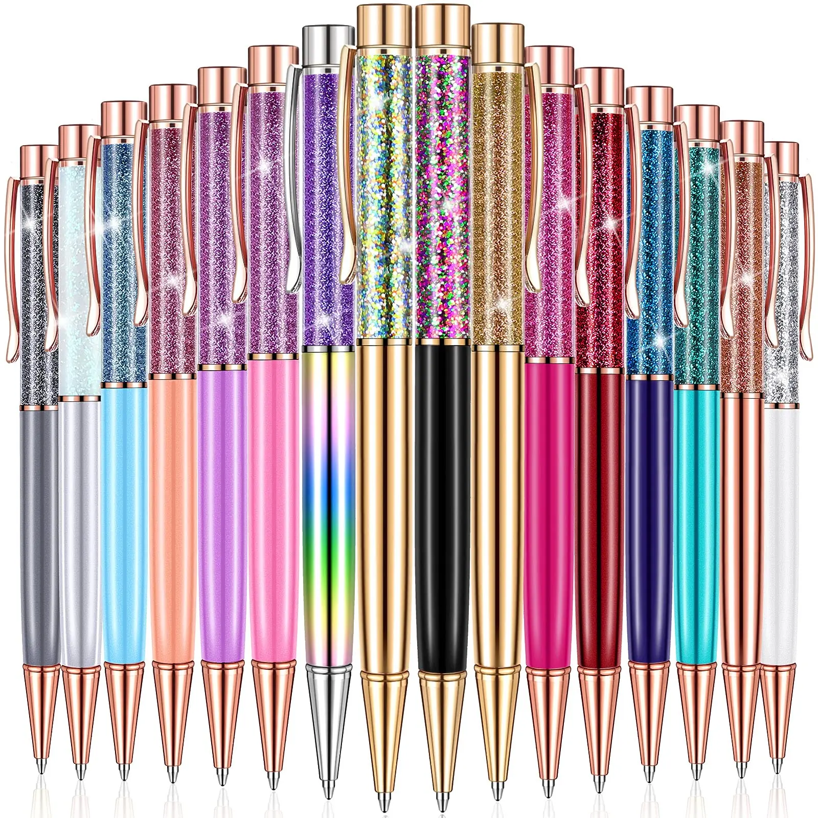 Luxury Colorful Oil Gold Powder Quicksand Ballpoint Pen 1.0mm Metal Rotating Ballpen School Office Writing Supply