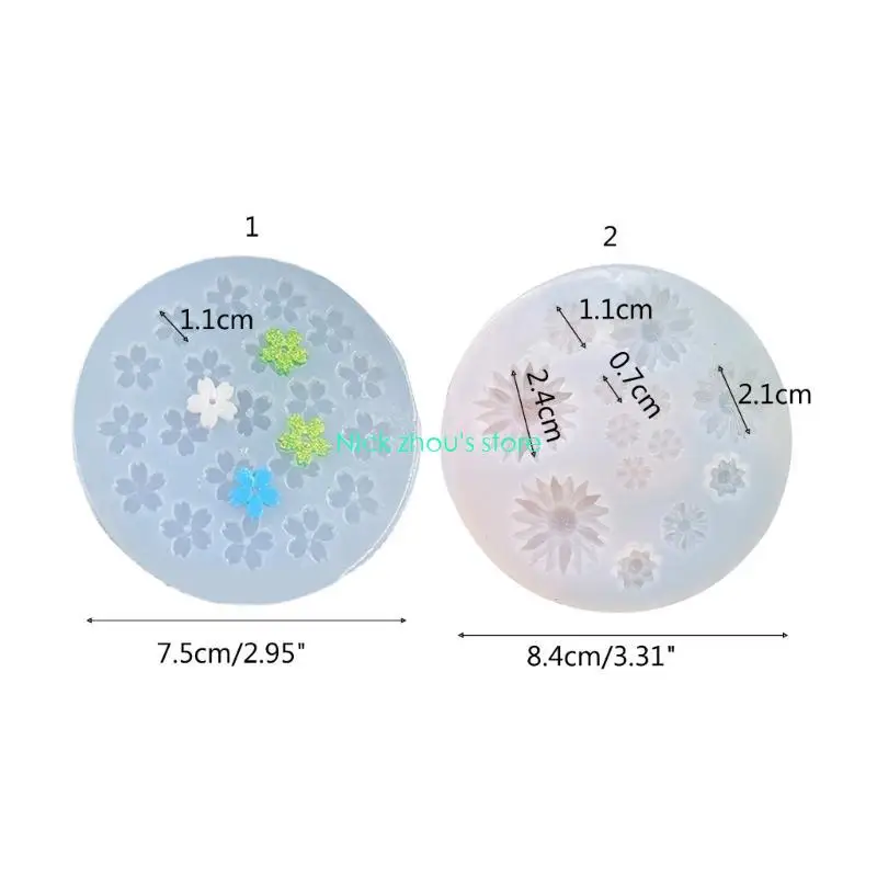 E15E Silicone Resin Earrings Mold Flower Pendant Mold for DIY Car Home Decorations - الصورة 6