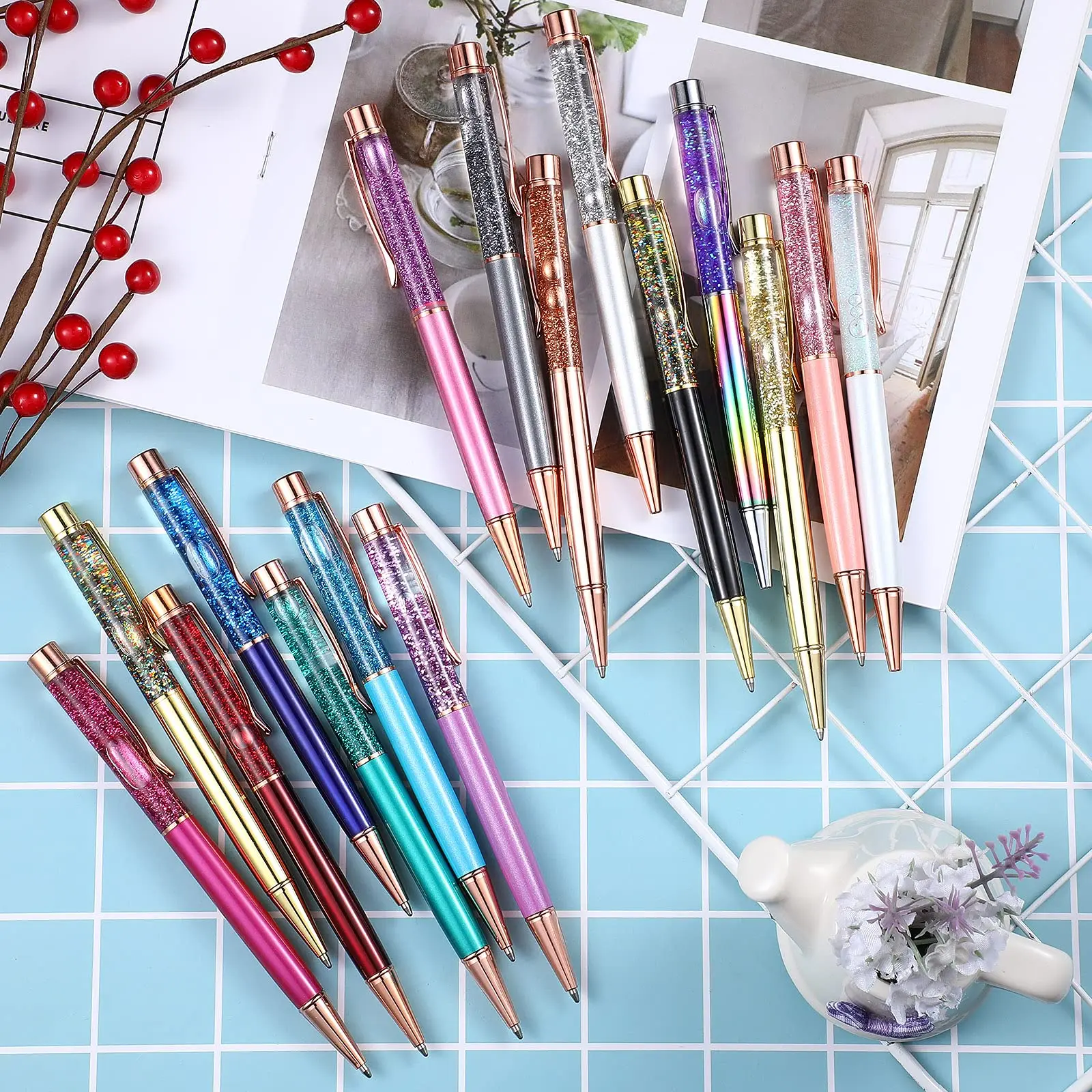 Luxury Colorful Oil Gold Powder Quicksand Ballpoint Pen 1.0mm Metal Rotating Ballpen School Office Writing Supply - Image 6