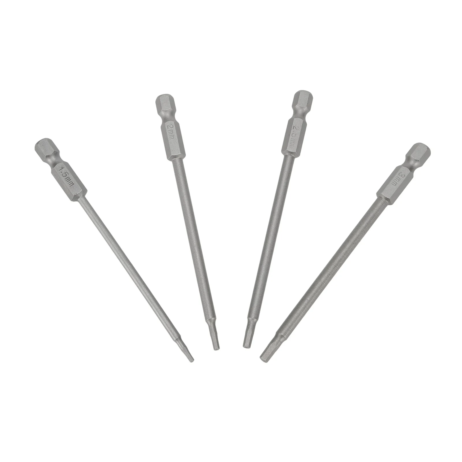 4Pcs/set Hex Screwdriver Bits 1/4" Hex Shank Magnetic Head Screw Driver Drill Bit 1.5/2.0/2.5/3.0mm Alloy Steel - الصورة 7