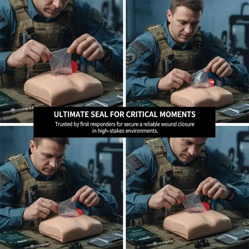 Square Chest Seal Vented Dressing Bandage First Aid Kit Rescue Chest Seal Outdoor Emergency Tool - الصورة 5