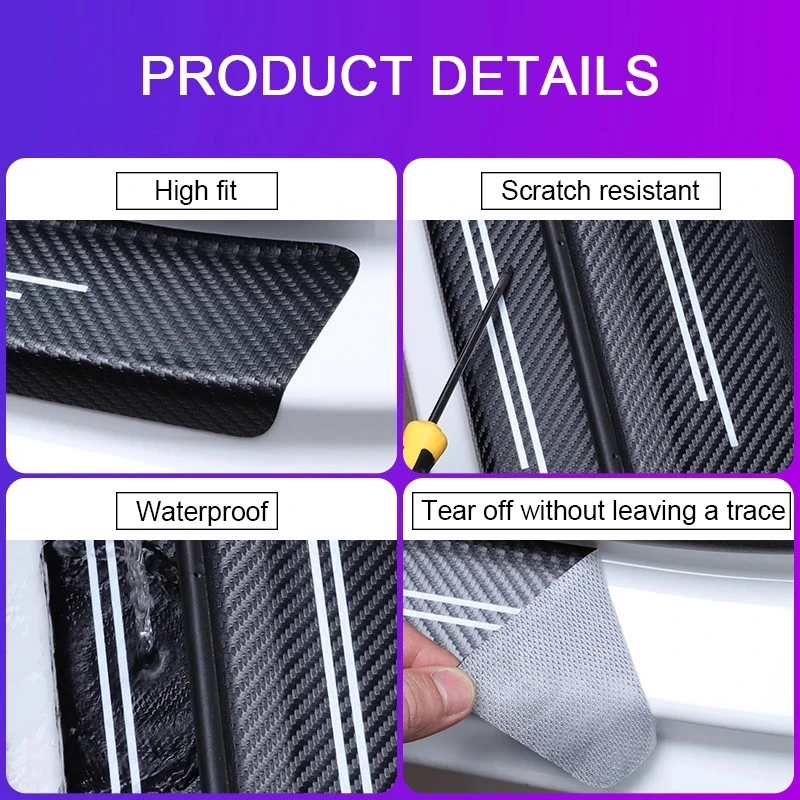 60X7CM Carbon Fiber Car Door Threshold Protective Sticker For Renault Megane 2 3 Clio Scenic Duster Kaptur Captur Logan - الصورة 5
