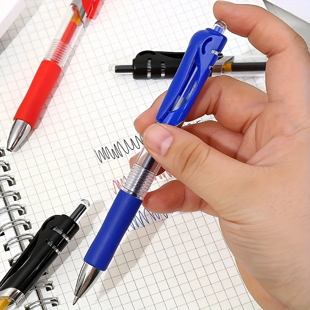 10pcs Retractable Gel Pens, Black Red Ink 0.5mm, Smooth Writing, Ball Point Pens, Office Supplies and Stationery Back To School - Image 3