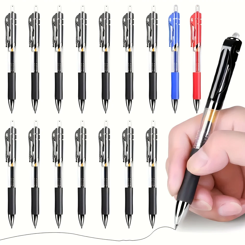 10pcs Retractable Gel Pens, Black Red Ink 0.5mm, Smooth Writing, Ball Point Pens, Office Supplies and Stationery Back To School - Image 2