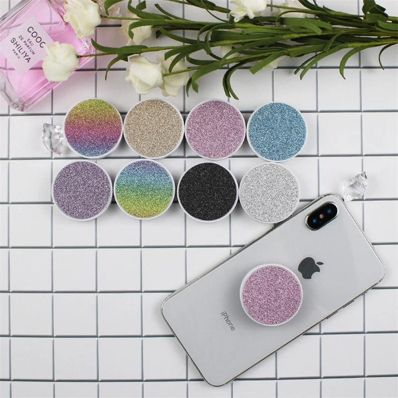 1piece Glitter round mobile phone stand folding stretch bracket Phone Holder support