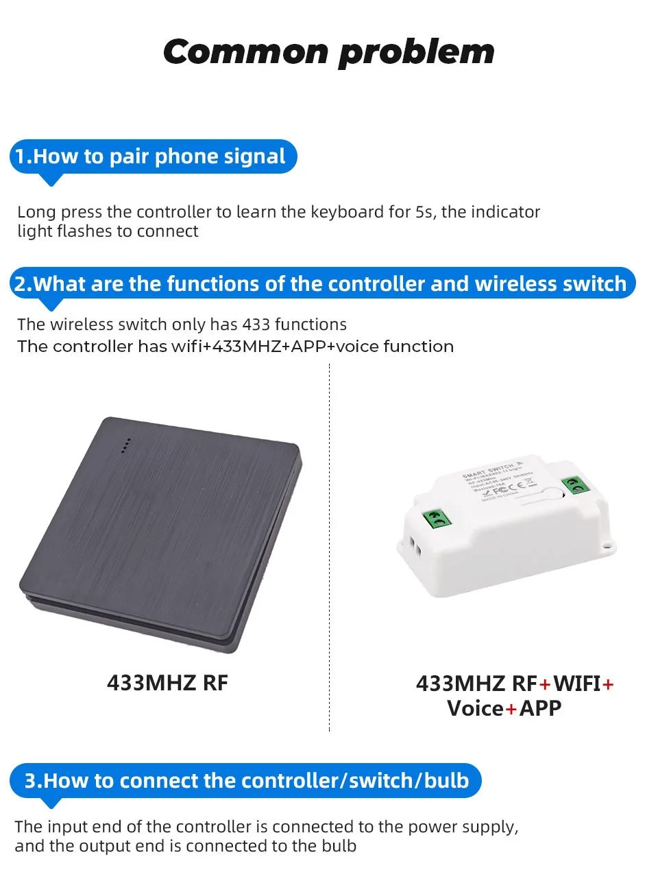 AXUS WiFi Push Button Switch Tuya Wall Smart RF 433Mhz Light Switch Wireless Remote Controller Relay Module Google Home Alexa - Image 3