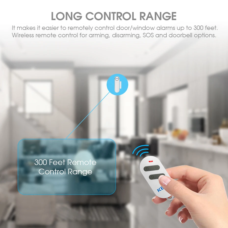 KERUI Wireless Door/Windows Sensor Alarm 300ft 120dB Anti-Theft Smart Remote Control For Kids Cabinet Safety Home Security - الصورة 4