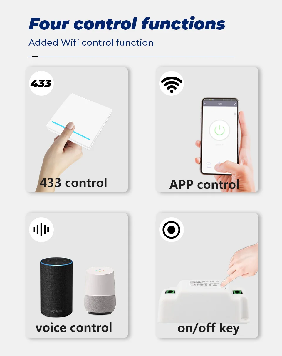 AXUS WiFi Push Button Switch Tuya Wall Smart RF 433Mhz Light Switch Wireless Remote Controller Relay Module Google Home Alexa - Image 5