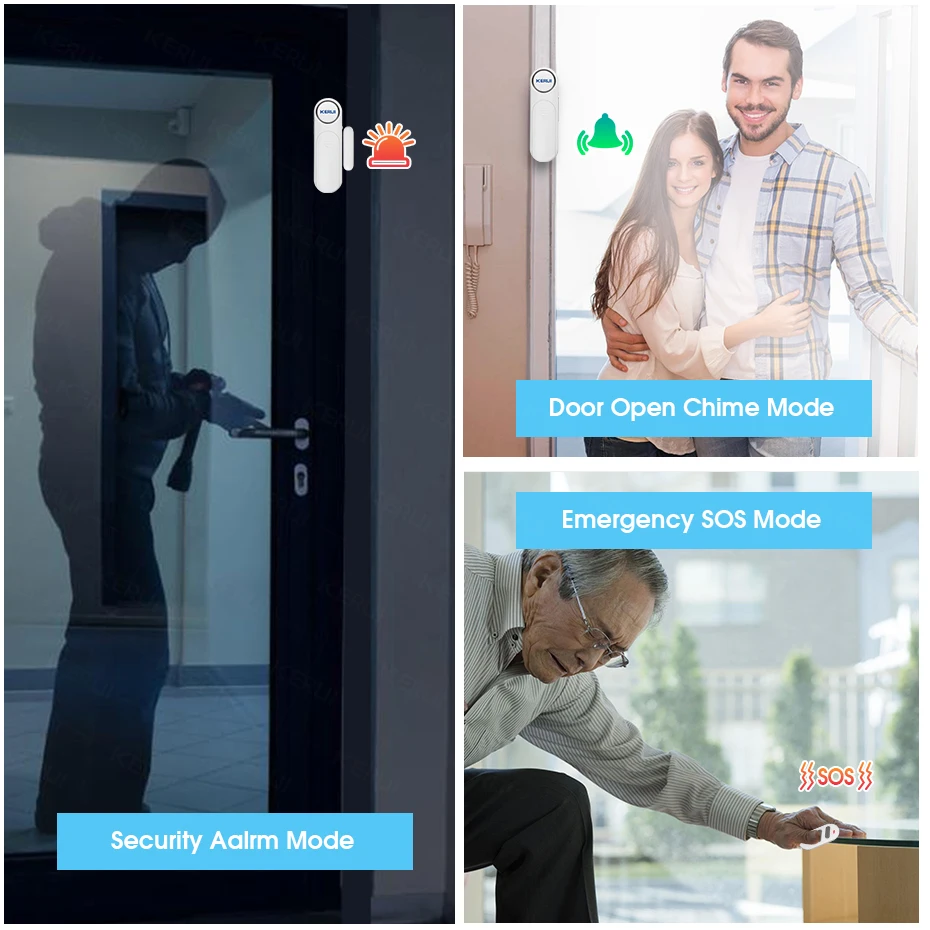 KERUI Wireless Door/Windows Sensor Alarm 300ft 120dB Anti-Theft Smart Remote Control For Kids Cabinet Safety Home Security - الصورة 3