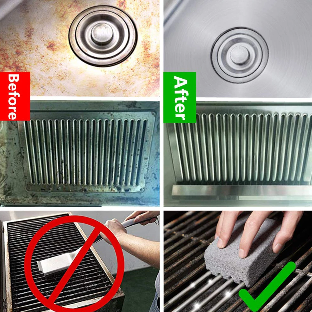 2Pcs Grill Cleaning Brick Block Barbecue gas stove BBQ Stone Racks Stains Grease Cleaner Tool sponge Kitchen Gadgets - الصورة 4