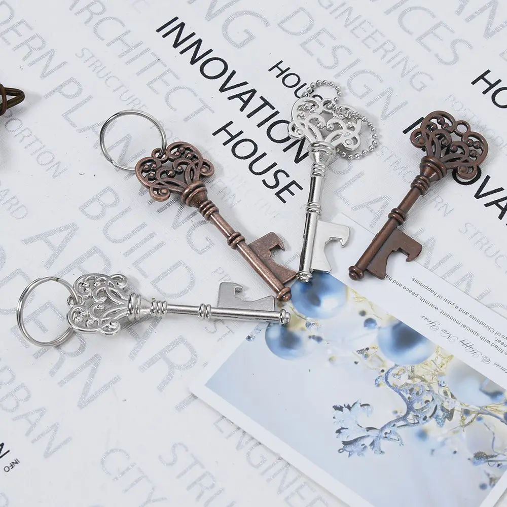 Key Shaped Bottle Opener Keychain Zinc Alloy Copper Silver Keyring Beer Can Unique Creative Gift Home Kitchen Accessories Gadget - الصورة 2