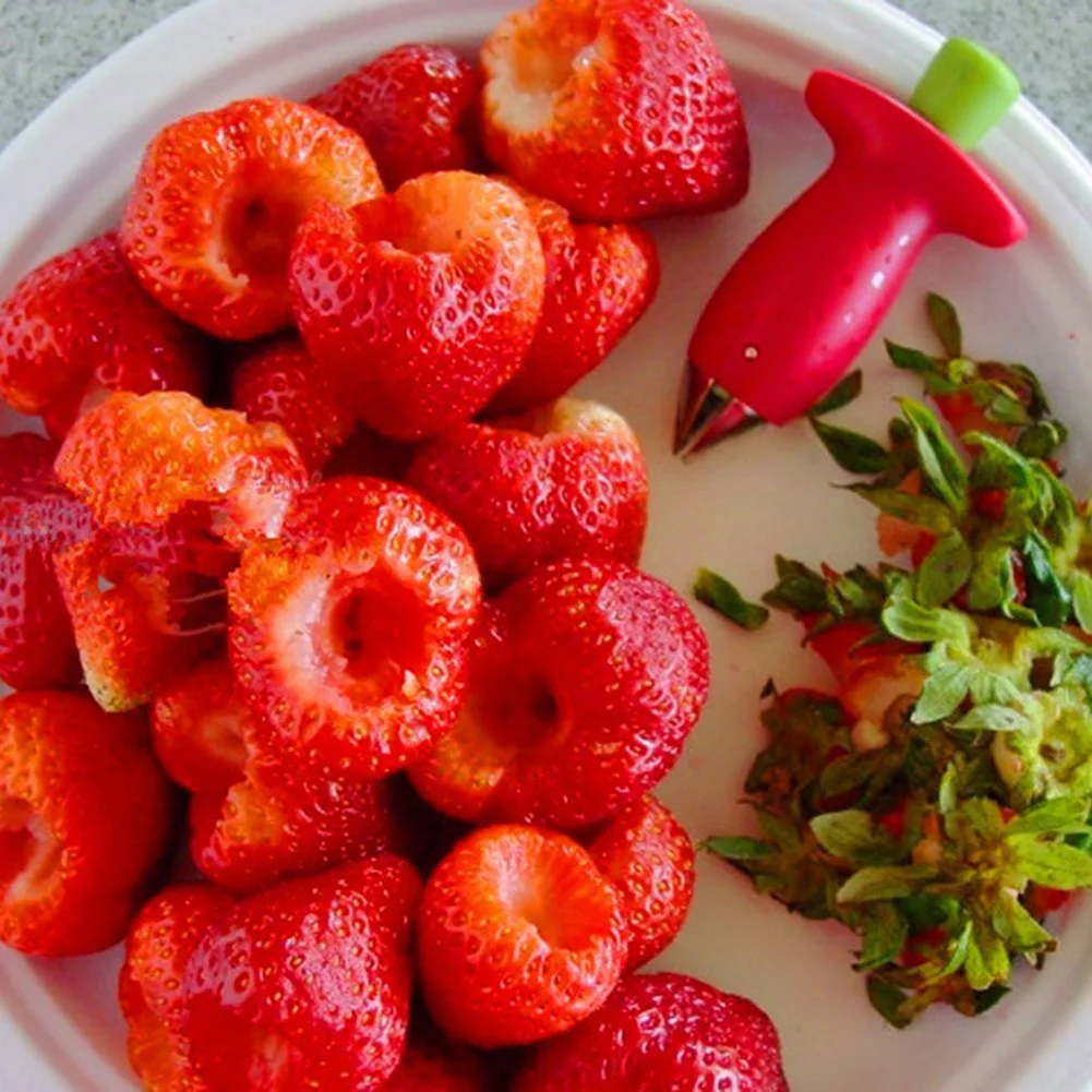 Fruit Leaf Remover Strawberry Huller Metal Tomato Stalks Plastic Remover Gadget Strawberry Hullers Kitchen Gadgets - الصورة 4