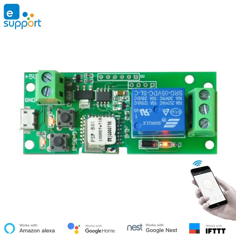 eWelink Smart USB 7-32V DIY 1 Channel Jog Inching Self-Locking WIFI Wireless Smart Home Switch, Voice Remote Control with Alexa - الصورة 2
