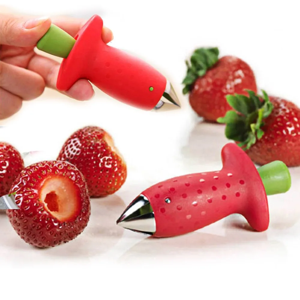 Fruit Leaf Remover Strawberry Huller Metal Tomato Stalks Plastic Remover Gadget Strawberry Hullers Kitchen Gadgets - الصورة 2