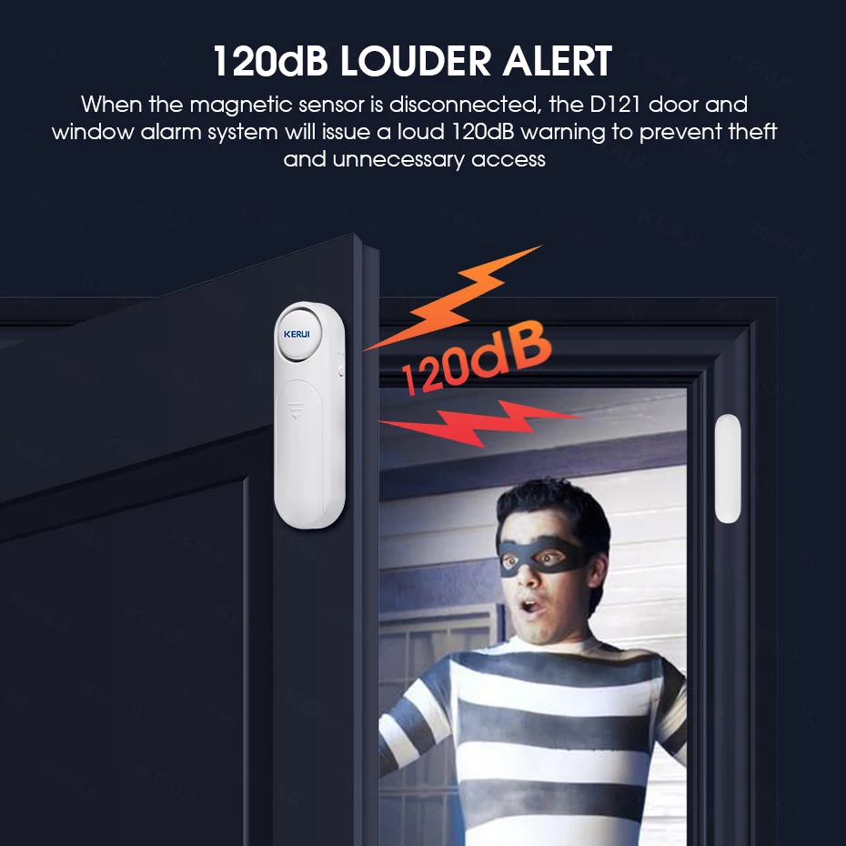 KERUI Wireless Door/Windows Sensor Alarm 300ft 120dB Anti-Theft Smart Remote Control For Kids Cabinet Safety Home Security - الصورة 2